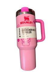 Pink 40oz Insulated Tumbler with Handle – Cute Aesthetic Travel Cup with Straw