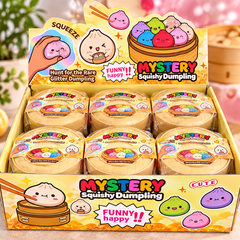 Mystery Squishy Dumpling Toys – 12-Piece Wholesale Display Box | Maltose-Filled Mystery Stress Relief Toys