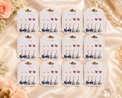 12 PCS Princess Butterfly Earrings Set – Wholesale Multi Style Stud & Dangle Earrings for Boutiques
