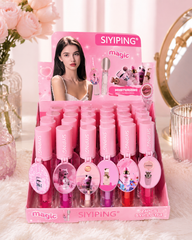 SIYIPING Magic Moisturizing Lip Gloss Display – 24 Piece Cute Lip Gloss Set with Charm Keychains | Wholesale Lip Gloss for Boutiques & Resellers