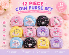 12 Piece Cute Character Coin Purse Set – Wholesale Mini Zipper Wallets | Assorted Kawaii Coin Pouches Bul