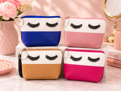 12 Piece Eyelash Makeup Bags Assorted Colors | Cosmetic Pouches Wholesale | Travel Beauty Bags