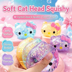 12-Piece Glitter Cat Head Sugar-Style Squishy Box – NeeDoh-Style Sensory Squeeze Toys | Jelly Glitter Fidget Toys