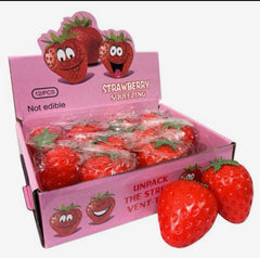 12-Piece Strawberry Squishy Box  Strawberry Squeeze Toys | Sensory Fidget Party Favors, Prize Box & Gift Fillers