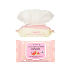 Watermelon Facial Cleansing Wipes | Gentle Makeup Remover & Hydrating Face Wipes – 25 Count