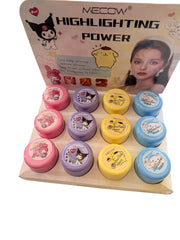 Cute Highlighter Powder Set – 12 Piece Shimmer Glow Makeup Bundle | Kawaii Highlight Collection