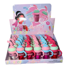 24 Piece Cup Lip Gloss Set – Wholesale Cute Tumbler Lip Gloss Collection | Hydrating Mini Drink Cup Lip Gloss Bulk Display