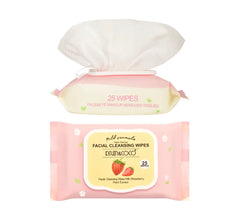 Strawberry Facial Cleansing Wipes | Gentle Makeup Remover & Hydrating Face Wipes – 25 Count