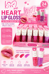 Hold Morning Kiss Me Heart Lip Gloss Set – 24 Piece Cute Glossy Lip Gloss Display Box | Pink Moisturizing Lip Gloss Collection