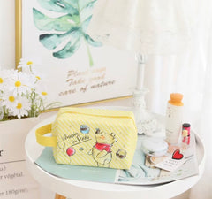 6-Piece Winnie Bear Cosmetic & Travel Makeup Bag Set | Cute Yellow Zipper Toiletry Bags | Wholesale Gift Pouches