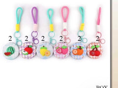 12PC Cute Fruit Compact Mirror Keychain Set – Portable Mini Pocket Mirrors for Bags & Gifts