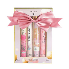 4-Piece Feminine Mini Perfume Gift Set with Satin Bow – Travel Size Fragrance Collection for Women