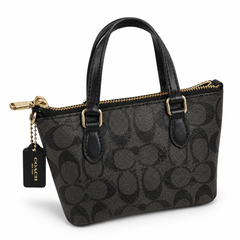 Signature Print Tote Bag – Black Designer Inspired Crossbody Handbag with Removable Strap