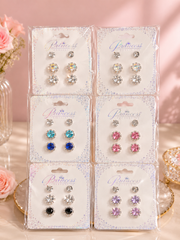 1 Dozen Princess Rhinestone Stud Earrings Set – Sparkly Fashion Jewelry Collection