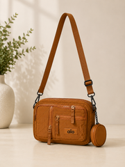 Multi-Zip Crossbody Phone Bag with Coin Pouch – Sleek Compact Everyday Shoulder Bag