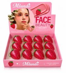Strawberry Blush Makeup | Cute Strawberry Face Blush Keychain | Kawaii Makeup Gift for Girls | Portable Pink Blush Compact | Strawberry Cosmetic