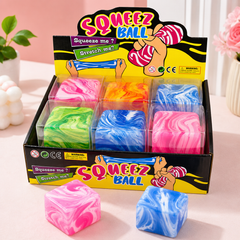 Wholesale marble Squeeze square  Squishy Toy – 12 Piece Display Box | Sensory Fidget Stress Relief Squeeze Toy
