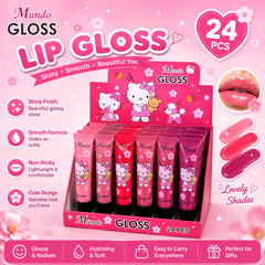24 Piece Cute Lip Gloss Set Wholesale – Moisturizing Kawaii Lip Gloss Display, Bulk Gloss for Boutique & Resellers