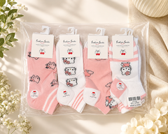 12 Pair Kawaii Pink Cartoon Ankle Socks for Women & Teens – Cute Low Cut Sock Gift Set