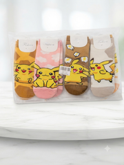 12 Pair Pikachu Inspired Cartoon Ankle Socks for Women, Teens & Kids | Cute Novelty Sock Set