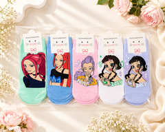 Wholesale 12 Pair Anime Inspired Ankle Socks – Cute Kawaii Novelty Socks for Women & Teens