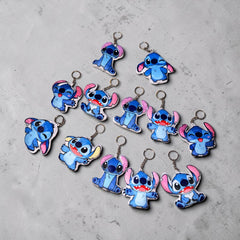 12 Piece Stitch Inspired Plush Keychain Set | Cute Cartoon Bag Charm Keychains for Kids & Teens