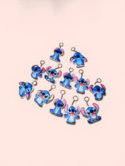 12 Piece Stitch Inspired Plush Keychain Set | Cute Cartoon Bag Charm Keychains for Kids & Teens