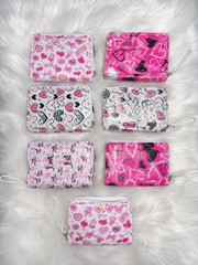 12 Piece Wholesale Heart Print Mini Wallet Set – Cute Zip Around Coin Purse Wristlet Wallets for Girls & Women