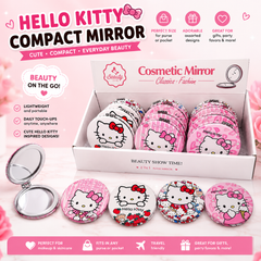 Hello Kitty Inspired Compact Cosmetic Mirror | Folding Pocket Makeup Mirror | Cute Travel Purse Mirror | Assorted Designs