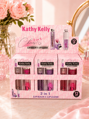 2-in-1 Lip Balm & Lip Gloss Set – 12 Piece Display | Moisturizing Lip Care & Gloss Duo for Boutiques