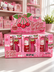 Cherry Lip Gloss & Lip Balm Set – 12 Piece Wholesale Moisturizing Lip Gloss Gift Box | Cute Cherry Lip Care Collection