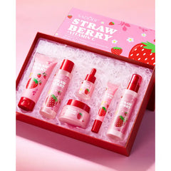 SADOER Strawberry Vitamin C Skincare Set – 6 Piece Hydrating Facial Kit | Brightening Beauty Gift Box